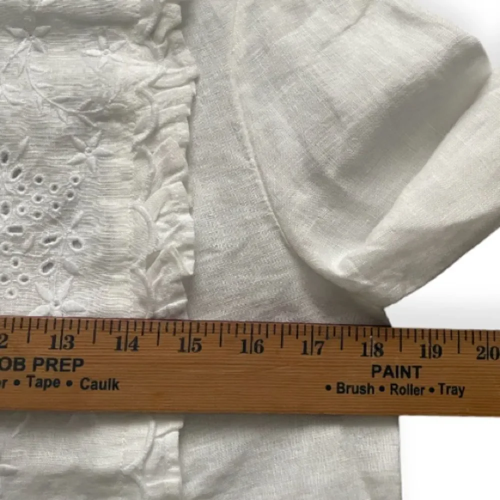 J. Crew White embroidered linen blouse size XS 000058 - Picture 3 of 7